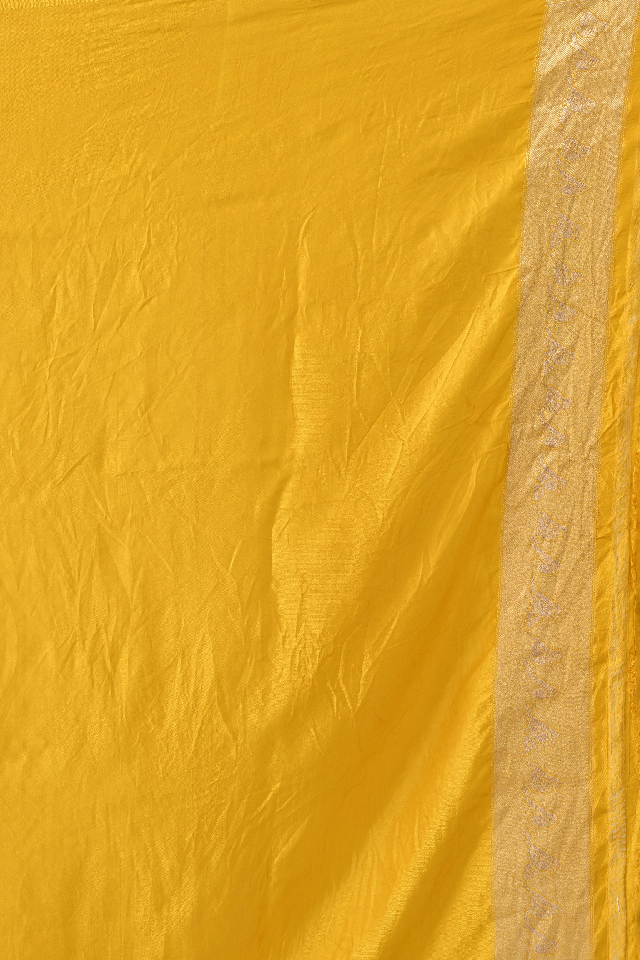 Yellow Pure Katan Silk  Saree with Medallion Motif