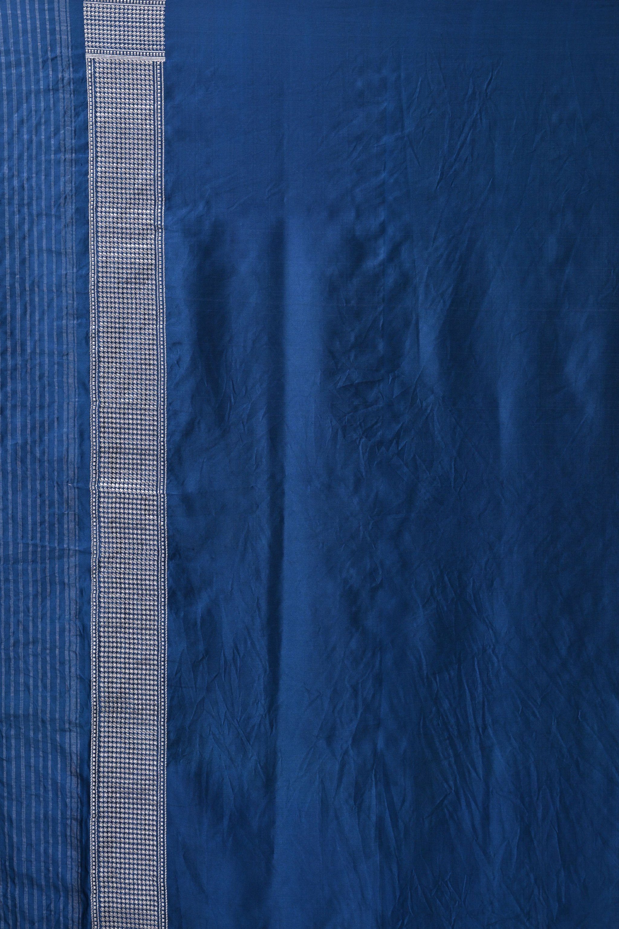 Blue Pure Katan Silk Saree with Silver Floral Butis