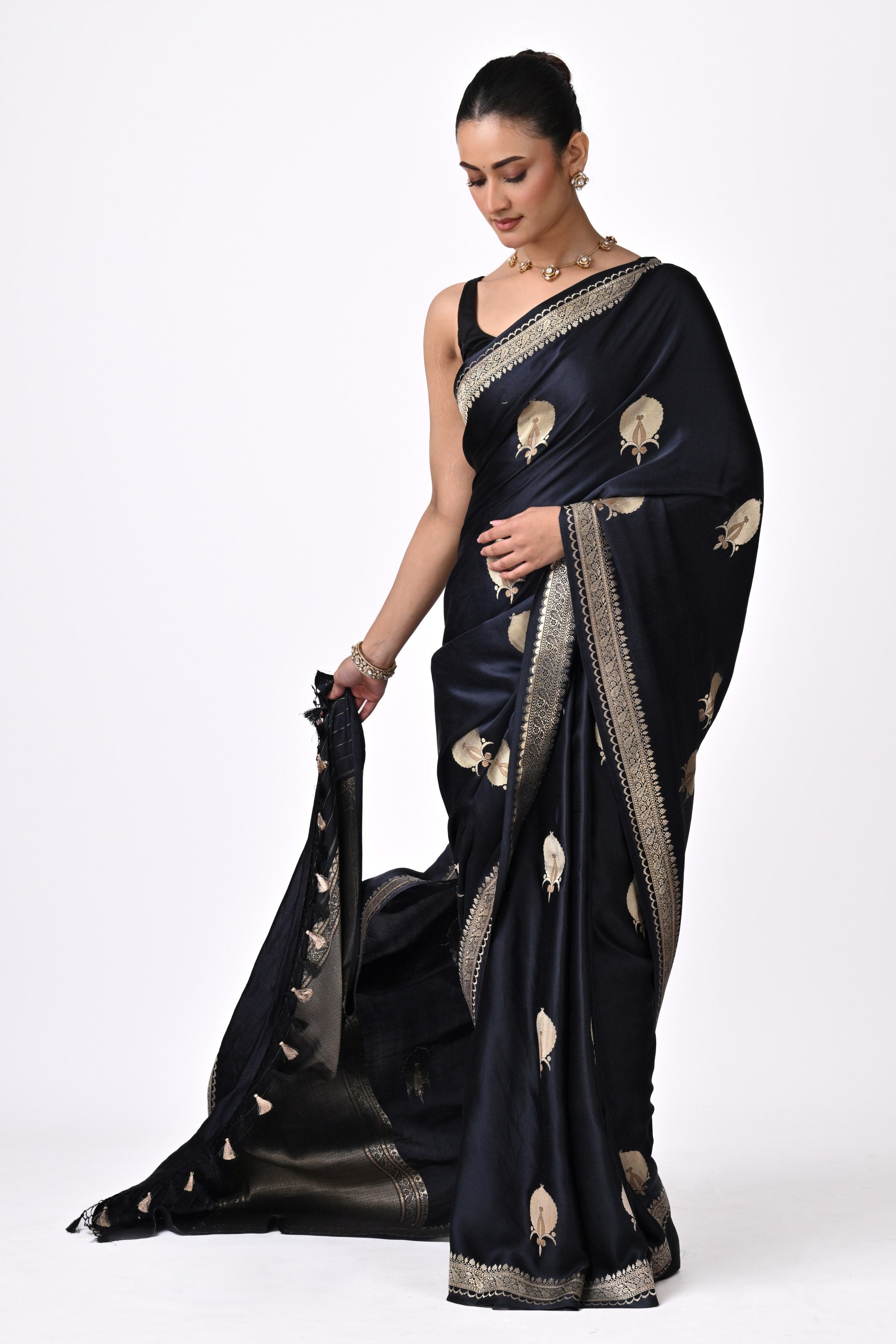 Midnight Black Silk Saree
