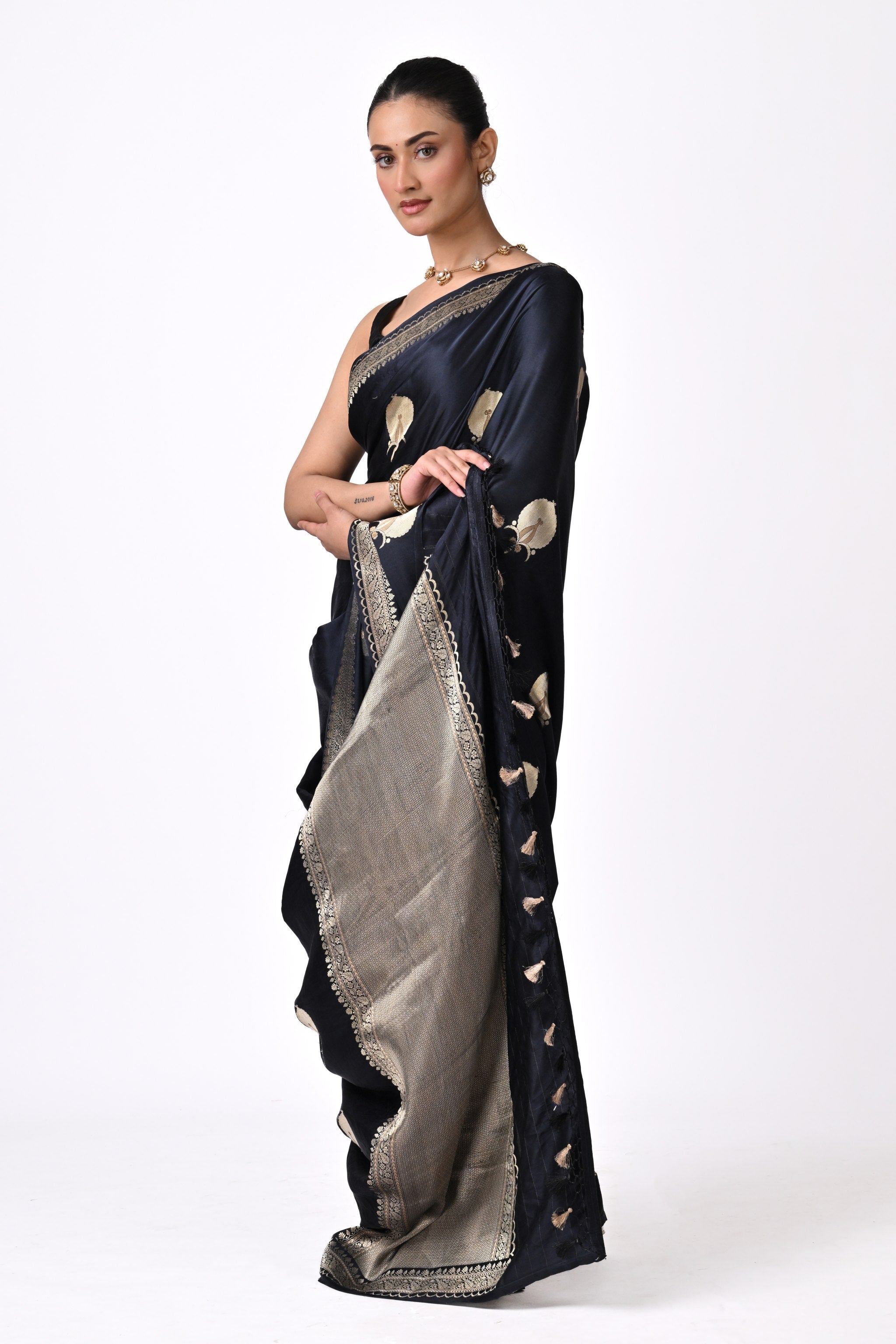 Midnight Black Silk Saree