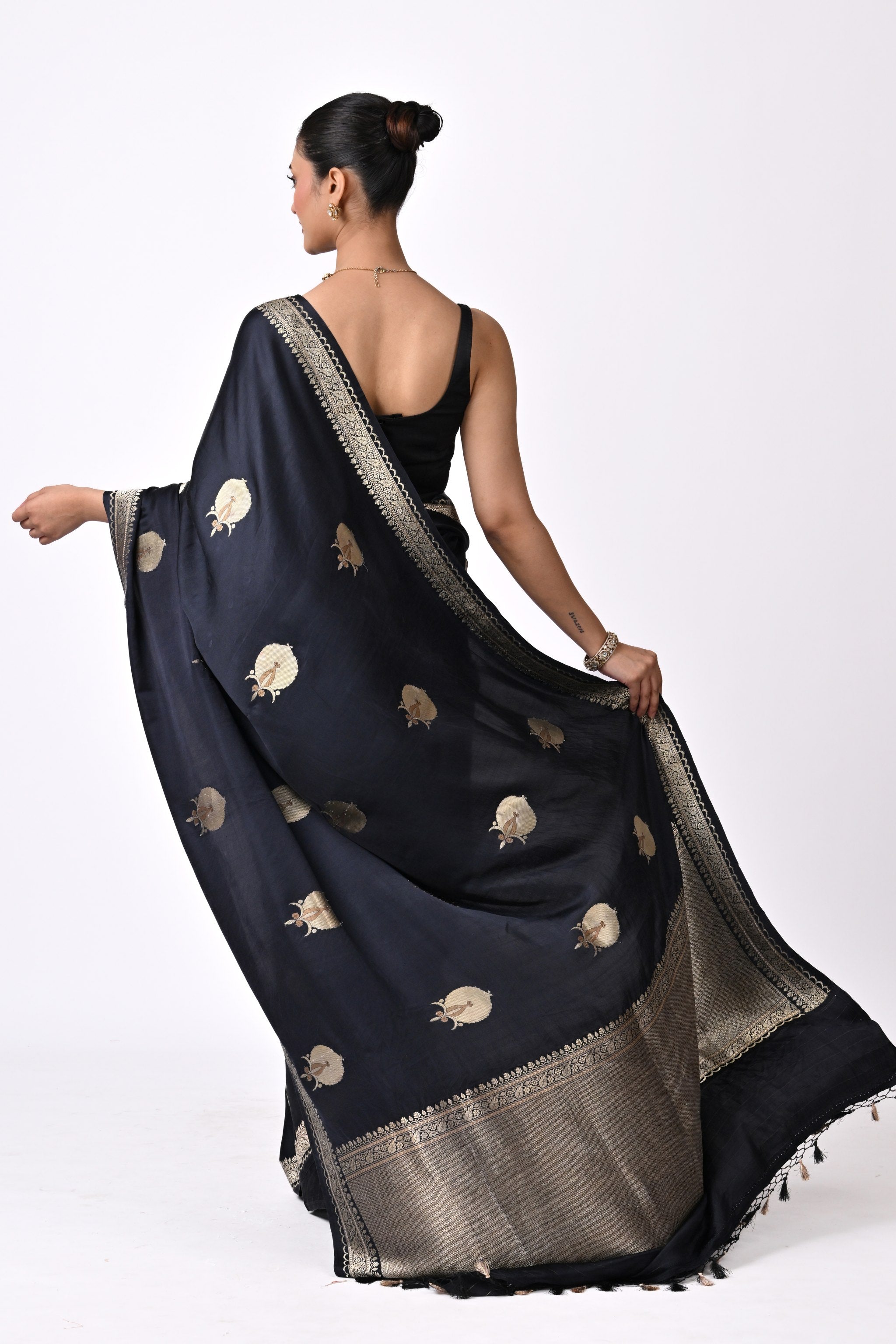 Midnight Black Silk Saree