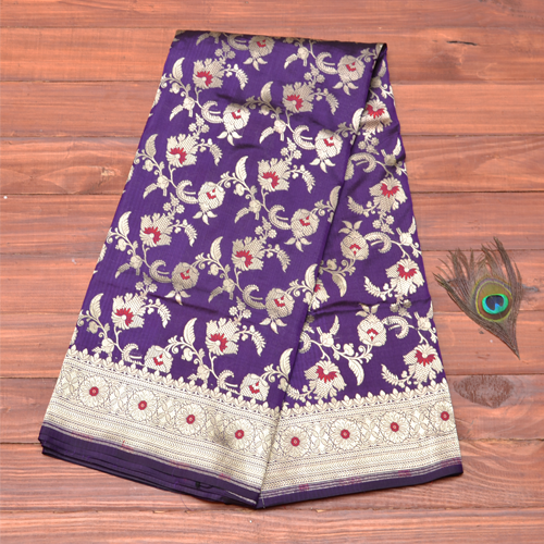 Purple jangla katan silk handloom banarasi saree[sold] - Handmade ...